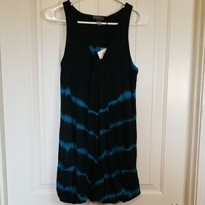 New Black & Blue Sleeveless Tie-Dye Cotton & Modal Bubble Dress Size Large NWT